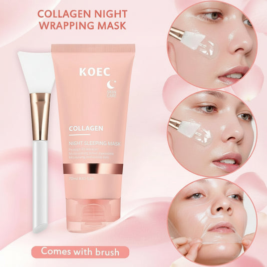 KOEC Kollagen Nattmask med Borste – Djupåterfuktande Peel-off 75ml